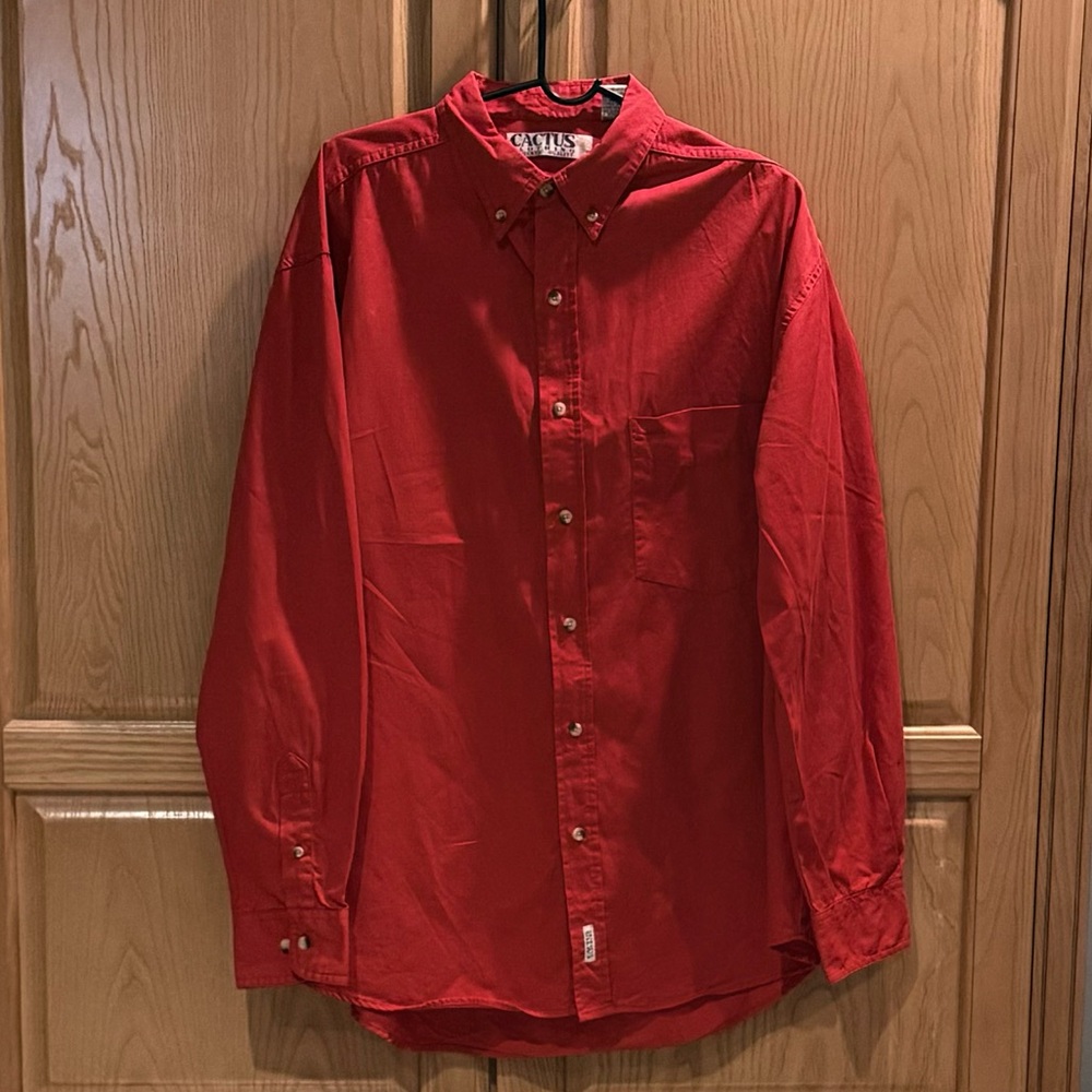 Cactus Clothing Men’s Red Button Down Shirt Size Large